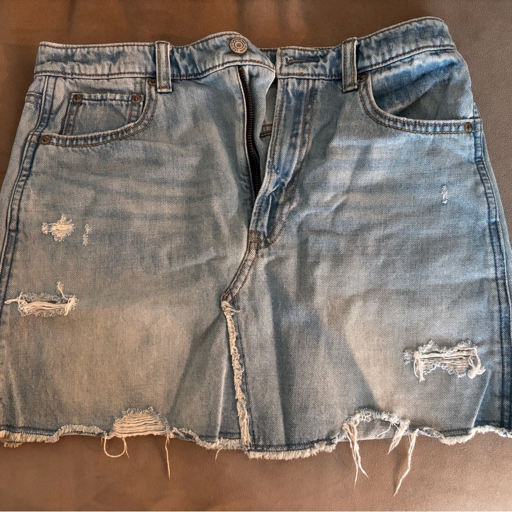 GAP Light Blue Distressed Denim Mini Skirt